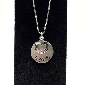 Sterling Silver Love Necklace Cut Out Heart Charm Pendant